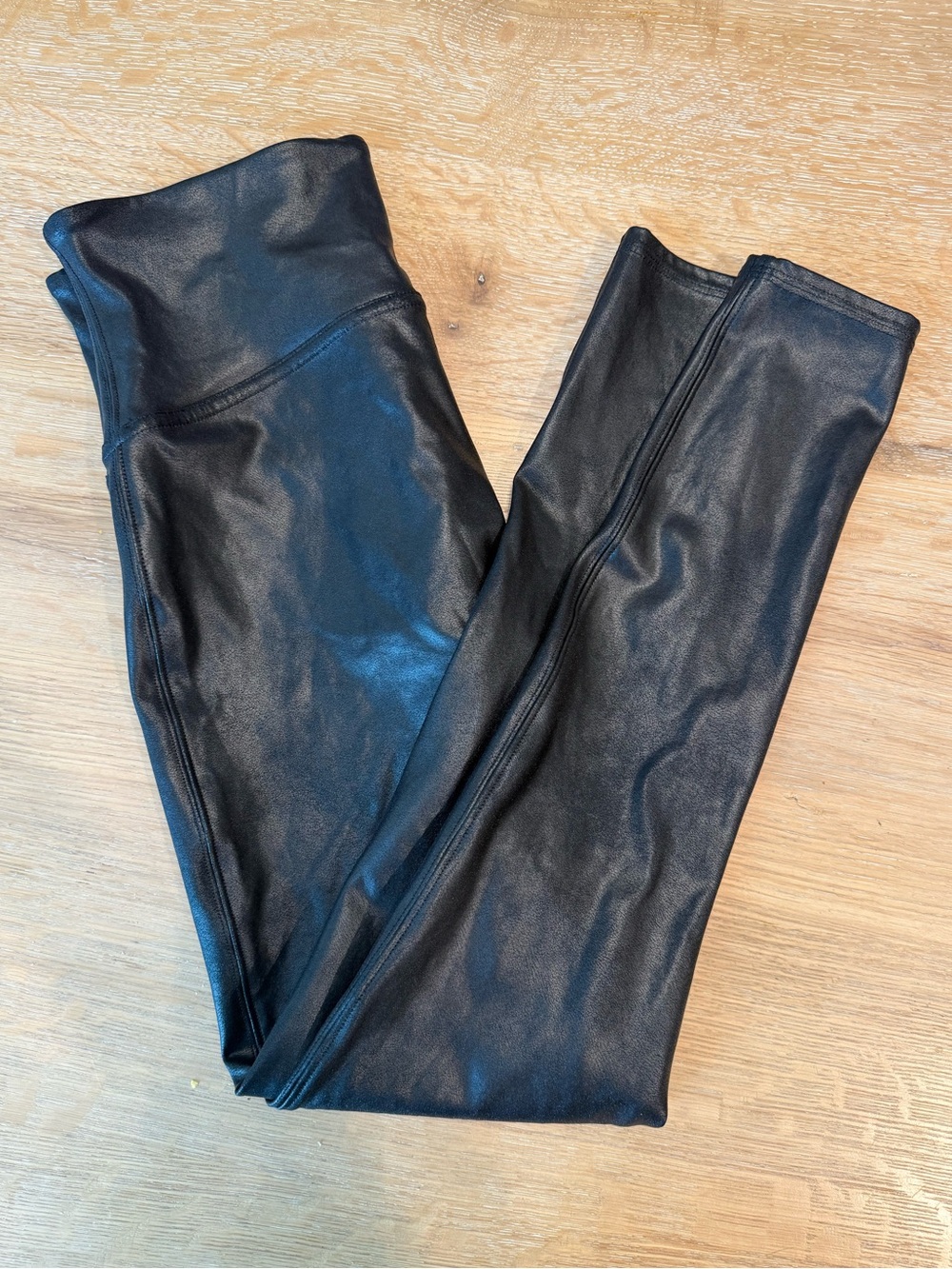 SPANX Classic Black Faux Leather Leggings Size L